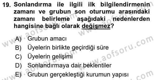 Gruplarla Sosyal Hizmet Dersi 2022 - 2023 Yılı Yaz Okulu Sınavı 19. Soru