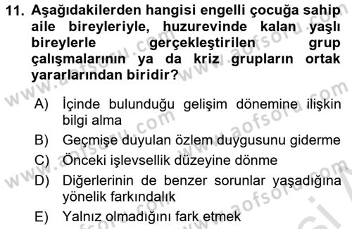 Gruplarla Sosyal Hizmet Dersi Ara Sınavı Deneme Sınav Soruları 11. Soru