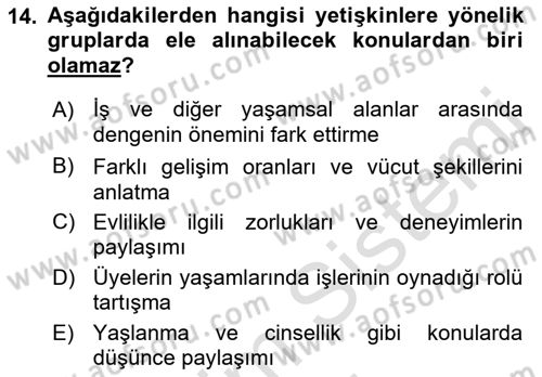 Gruplarla Sosyal Hizmet Dersi Ara Sınavı Deneme Sınav Soruları 14. Soru