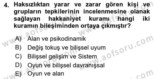 Gruplarla Sosyal Hizmet Dersi Ara Sınavı Deneme Sınav Soruları 4. Soru