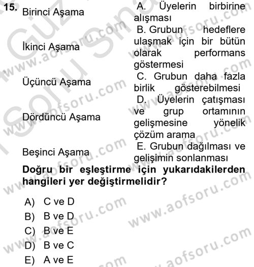 Gruplarla Sosyal Hizmet Dersi 2023 - 2024 Yılı (Final) Dönem Sonu Sınavı 15. Soru