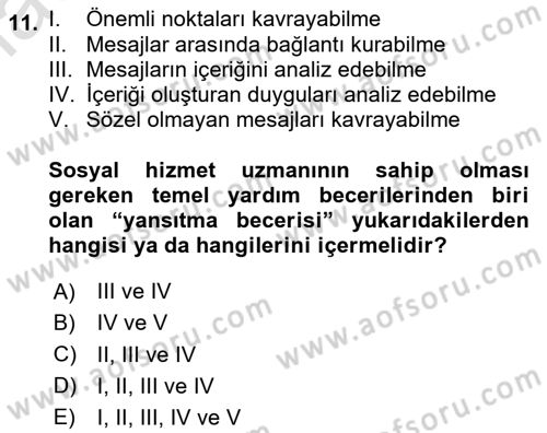 Gruplarla Sosyal Hizmet Dersi 2023 - 2024 Yılı Yaz Okulu Sınav Soruları 11. Soru