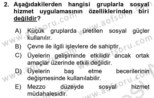 Gruplarla Sosyal Hizmet Dersi 2023 - 2024 Yılı Yaz Okulu Sınav Soruları 2. Soru