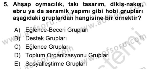 Gruplarla Sosyal Hizmet Dersi 2023 - 2024 Yılı Yaz Okulu Sınav Soruları 5. Soru
