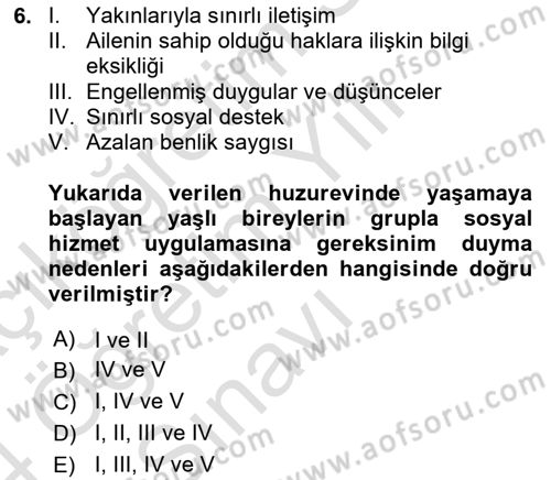 Gruplarla Sosyal Hizmet Dersi 2023 - 2024 Yılı Yaz Okulu Sınav Soruları 6. Soru