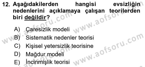 Sokak Sosyal Hizmeti Ve Adli Sosyal Hizmet Dersi 2017 - 2018 Yılı (Vize) Ara Sınavı 12. Soru