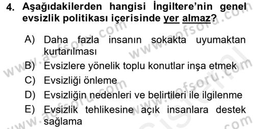 Sokak Sosyal Hizmeti Ve Adli Sosyal Hizmet Dersi 2017 - 2018 Yılı (Final) Dönem Sonu Sınav Soruları 4. Soru