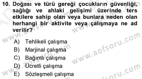 Sokak Sosyal Hizmeti Ve Adli Sosyal Hizmet Dersi 2018 - 2019 Yılı (Vize) Ara Sınav Soruları 10. Soru