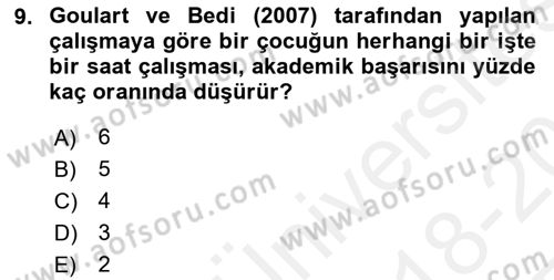 Sokak Sosyal Hizmeti Ve Adli Sosyal Hizmet Dersi 2018 - 2019 Yılı (Vize) Ara Sınav Soruları 9. Soru