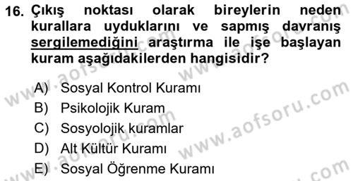 Sokak Sosyal Hizmeti Ve Adli Sosyal Hizmet Dersi 2018 - 2019 Yılı (Final) Dönem Sonu Sınav Soruları 16. Soru