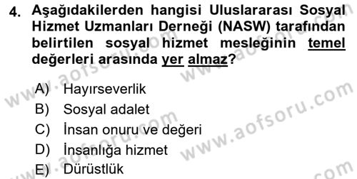 Sokak Sosyal Hizmeti Ve Adli Sosyal Hizmet Dersi 2018 - 2019 Yılı (Final) Dönem Sonu Sınav Soruları 4. Soru