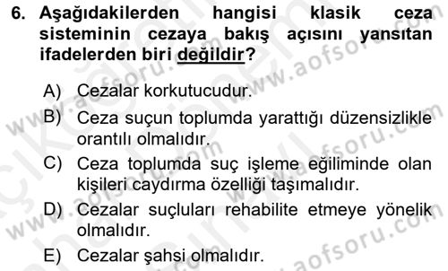 Sokak Sosyal Hizmeti Ve Adli Sosyal Hizmet Dersi 2018 - 2019 Yılı (Final) Dönem Sonu Sınav Soruları 6. Soru