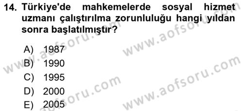 Sokak Sosyal Hizmeti Ve Adli Sosyal Hizmet Dersi 2018 - 2019 Yılı Yaz Okulu Sınavı 14. Soru