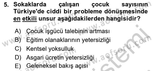 Sokak Sosyal Hizmeti Ve Adli Sosyal Hizmet Dersi 2018 - 2019 Yılı Yaz Okulu Sınav Soruları 5. Soru