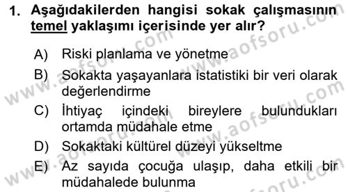 Sokak Sosyal Hizmeti Ve Adli Sosyal Hizmet Dersi 2021 - 2022 Yılı (Vize) Ara Sınav Soruları 1. Soru