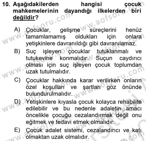 Sokak Sosyal Hizmeti Ve Adli Sosyal Hizmet Dersi 2021 - 2022 Yılı (Final) Dönem Sonu Sınav Soruları 10. Soru