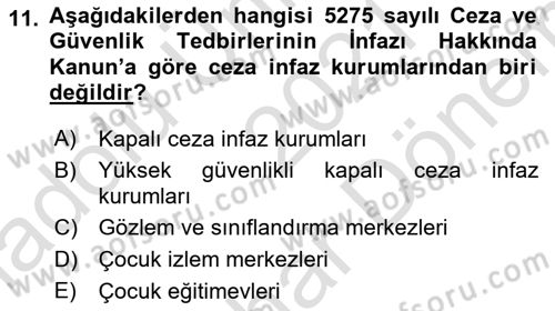 Sokak Sosyal Hizmeti Ve Adli Sosyal Hizmet Dersi 2021 - 2022 Yılı (Final) Dönem Sonu Sınav Soruları 11. Soru
