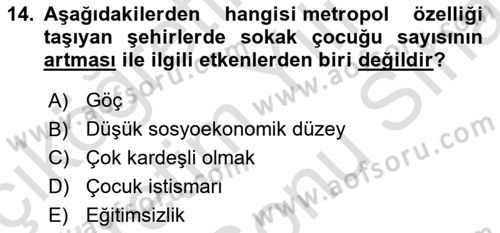 Sokak Sosyal Hizmeti Ve Adli Sosyal Hizmet Dersi 2021 - 2022 Yılı (Final) Dönem Sonu Sınav Soruları 14. Soru
