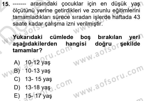 Sokak Sosyal Hizmeti Ve Adli Sosyal Hizmet Dersi 2021 - 2022 Yılı (Final) Dönem Sonu Sınav Soruları 15. Soru