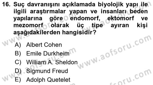 Sokak Sosyal Hizmeti Ve Adli Sosyal Hizmet Dersi 2021 - 2022 Yılı (Final) Dönem Sonu Sınav Soruları 16. Soru