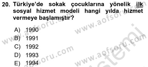 Sokak Sosyal Hizmeti Ve Adli Sosyal Hizmet Dersi 2021 - 2022 Yılı (Final) Dönem Sonu Sınav Soruları 20. Soru