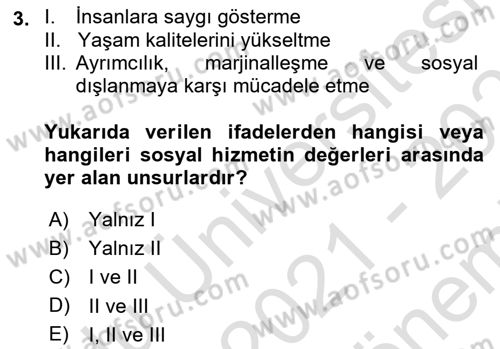 Sokak Sosyal Hizmeti Ve Adli Sosyal Hizmet Dersi 2021 - 2022 Yılı (Final) Dönem Sonu Sınav Soruları 3. Soru