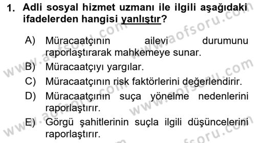Sokak Sosyal Hizmeti Ve Adli Sosyal Hizmet Dersi 2021 - 2022 Yılı Yaz Okulu Sınav Soruları 1. Soru