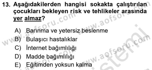 Sokak Sosyal Hizmeti Ve Adli Sosyal Hizmet Dersi 2021 - 2022 Yılı Yaz Okulu Sınav Soruları 13. Soru