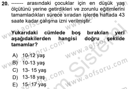 Sokak Sosyal Hizmeti Ve Adli Sosyal Hizmet Dersi 2021 - 2022 Yılı Yaz Okulu Sınav Soruları 20. Soru