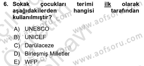 Sokak Sosyal Hizmeti Ve Adli Sosyal Hizmet Dersi 2021 - 2022 Yılı Yaz Okulu Sınav Soruları 6. Soru