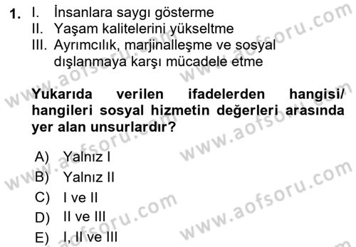 Sokak Sosyal Hizmeti Ve Adli Sosyal Hizmet Dersi 2022 - 2023 Yılı Yaz Okulu Sınavı 1. Soru