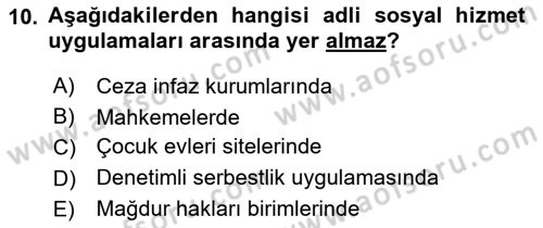 Sokak Sosyal Hizmeti Ve Adli Sosyal Hizmet Dersi 2022 - 2023 Yılı Yaz Okulu Sınav Soruları 10. Soru