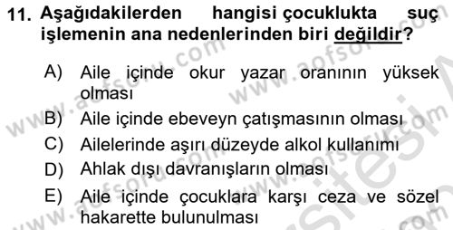 Sokak Sosyal Hizmeti Ve Adli Sosyal Hizmet Dersi 2022 - 2023 Yılı Yaz Okulu Sınav Soruları 11. Soru