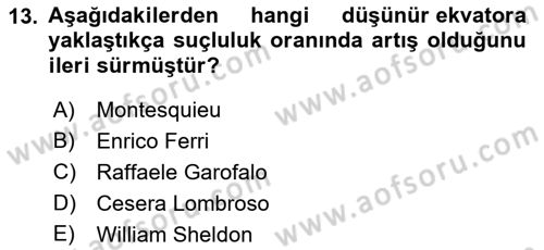 Sokak Sosyal Hizmeti Ve Adli Sosyal Hizmet Dersi 2022 - 2023 Yılı Yaz Okulu Sınav Soruları 13. Soru