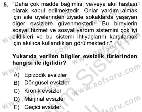 Sokak Sosyal Hizmeti Ve Adli Sosyal Hizmet Dersi 2022 - 2023 Yılı Yaz Okulu Sınav Soruları 5. Soru