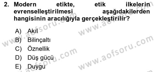 Sosyal Hizmet Etiği Dersi 2017 - 2018 Yılı (Vize) Ara Sınavı 2. Soru