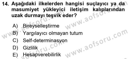 Sosyal Hizmet Etiği Dersi 2018 - 2019 Yılı 3 Ders Sınav Soruları 14. Soru
