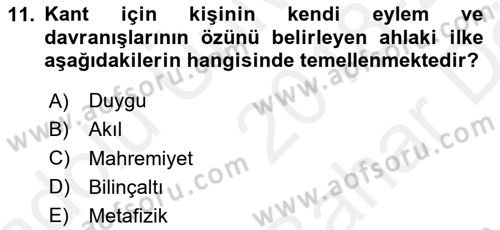 Sosyal Hizmet Etiği Dersi 2018 - 2019 Yılı (Vize) Ara Sınav Soruları 11. Soru