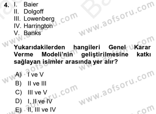 Sosyal Hizmet Etiği Dersi 2018 - 2019 Yılı (Vize) Ara Sınav Soruları 4. Soru