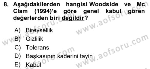 Sosyal Hizmet Etiği Dersi 2020 - 2021 Yılı Yaz Okulu Sınav Soruları 8. Soru