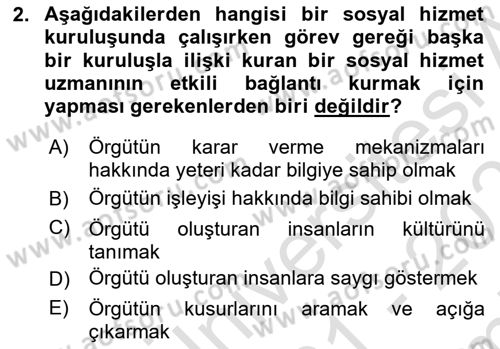 Sosyal Hizmet Etiği Dersi 2021 - 2022 Yılı (Final) Dönem Sonu Sınav Soruları 2. Soru