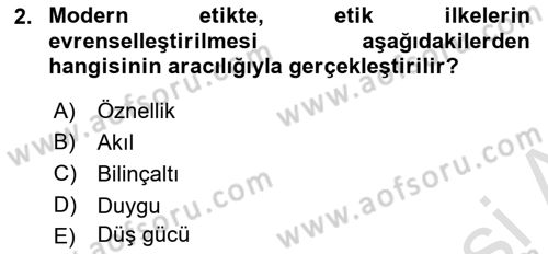 Sosyal Hizmet Etiği Dersi 2022 - 2023 Yılı Yaz Okulu Sınavı 2. Soru