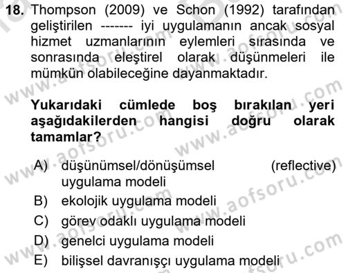 Sosyal Hizmet Etiği Dersi 2023 - 2024 Yılı (Vize) Ara Sınav Soruları 18. Soru