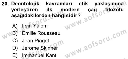 Sosyal Hizmet Etiği Dersi 2023 - 2024 Yılı (Vize) Ara Sınav Soruları 20. Soru