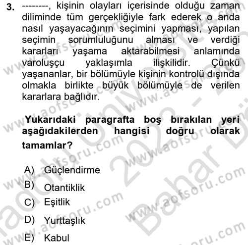 Sosyal Hizmet Etiği Dersi 2023 - 2024 Yılı (Vize) Ara Sınav Soruları 3. Soru