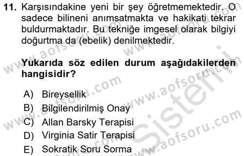 Sosyal Hizmet Etiği Dersi 2023 - 2024 Yılı (Final) Dönem Sonu Sınav Soruları 11. Soru