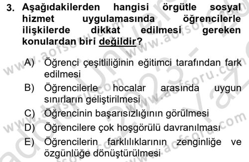 Sosyal Hizmet Etiği Dersi 2023 - 2024 Yılı Yaz Okulu Sınav Soruları 3. Soru