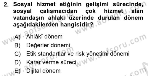 Sosyal Hizmet Etiği Dersi 2024 - 2025 Yılı (Vize) Ara Sınav Soruları 2. Soru