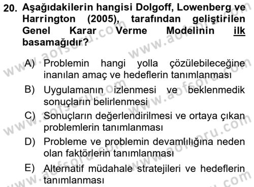 Sosyal Hizmet Etiği Dersi 2024 - 2025 Yılı (Vize) Ara Sınav Soruları 20. Soru