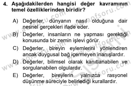 Sosyal Hizmet Etiği Dersi 2024 - 2025 Yılı (Final) Dönem Sonu Sınav Soruları 4. Soru